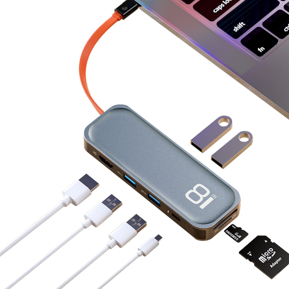 USBハブ 8in1 Type - C HDMI USB - A3.0 SDカード TFカード(microSDカード)対応