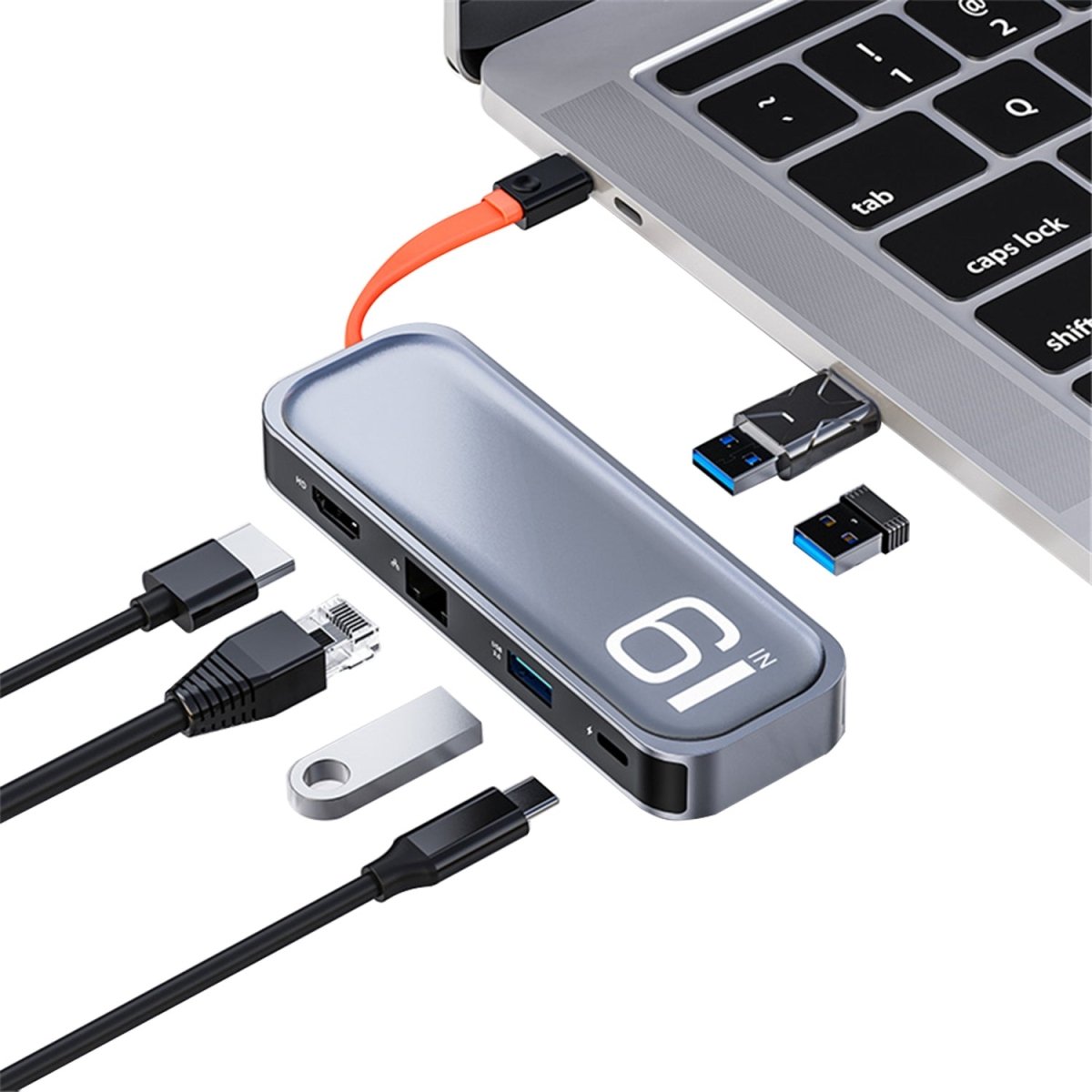 USBハブ 6in1 Type - C USB - A3.0 有線LAN(RJ45) 対応