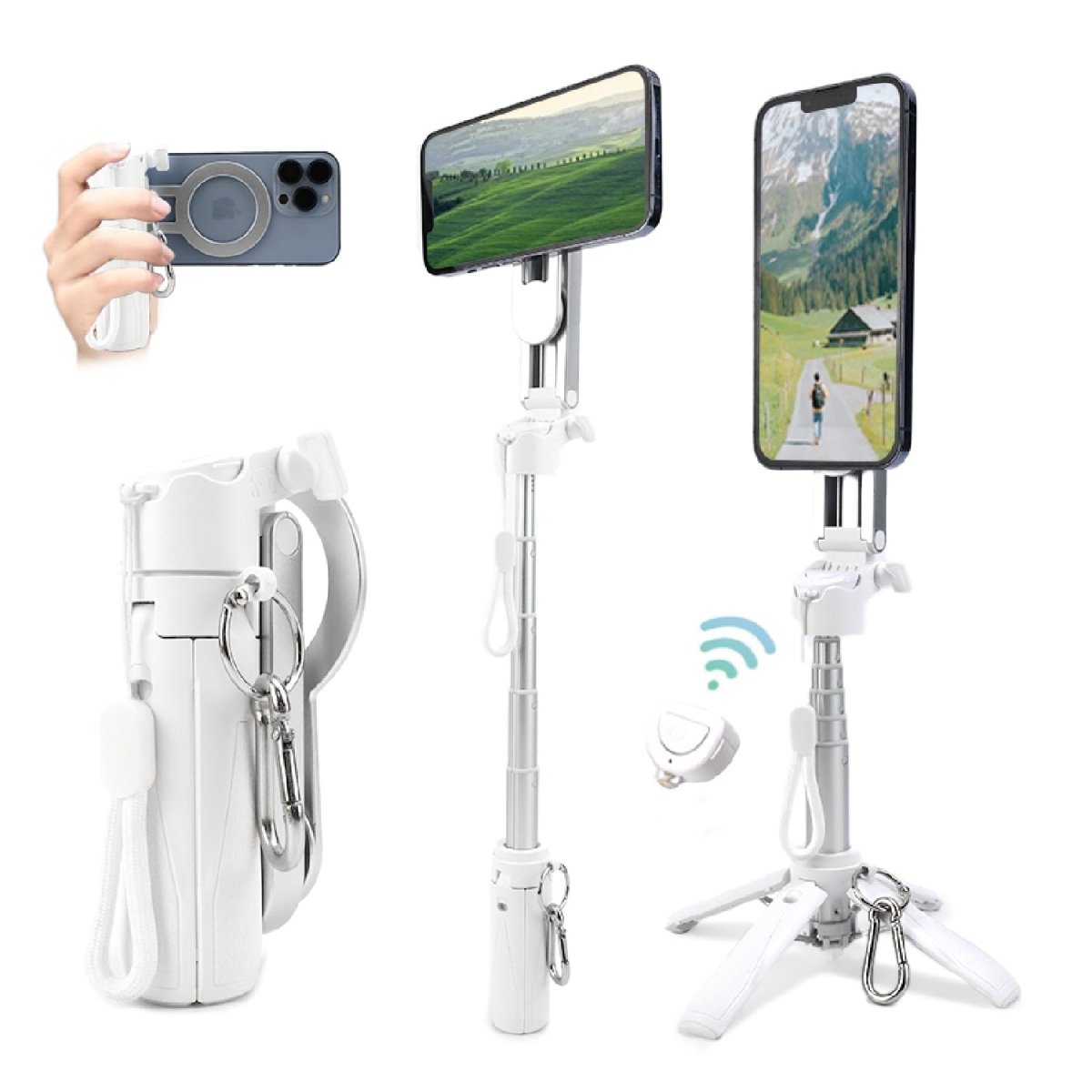 マグネット式自撮り棒 充電式Bluetoothリモコン付属