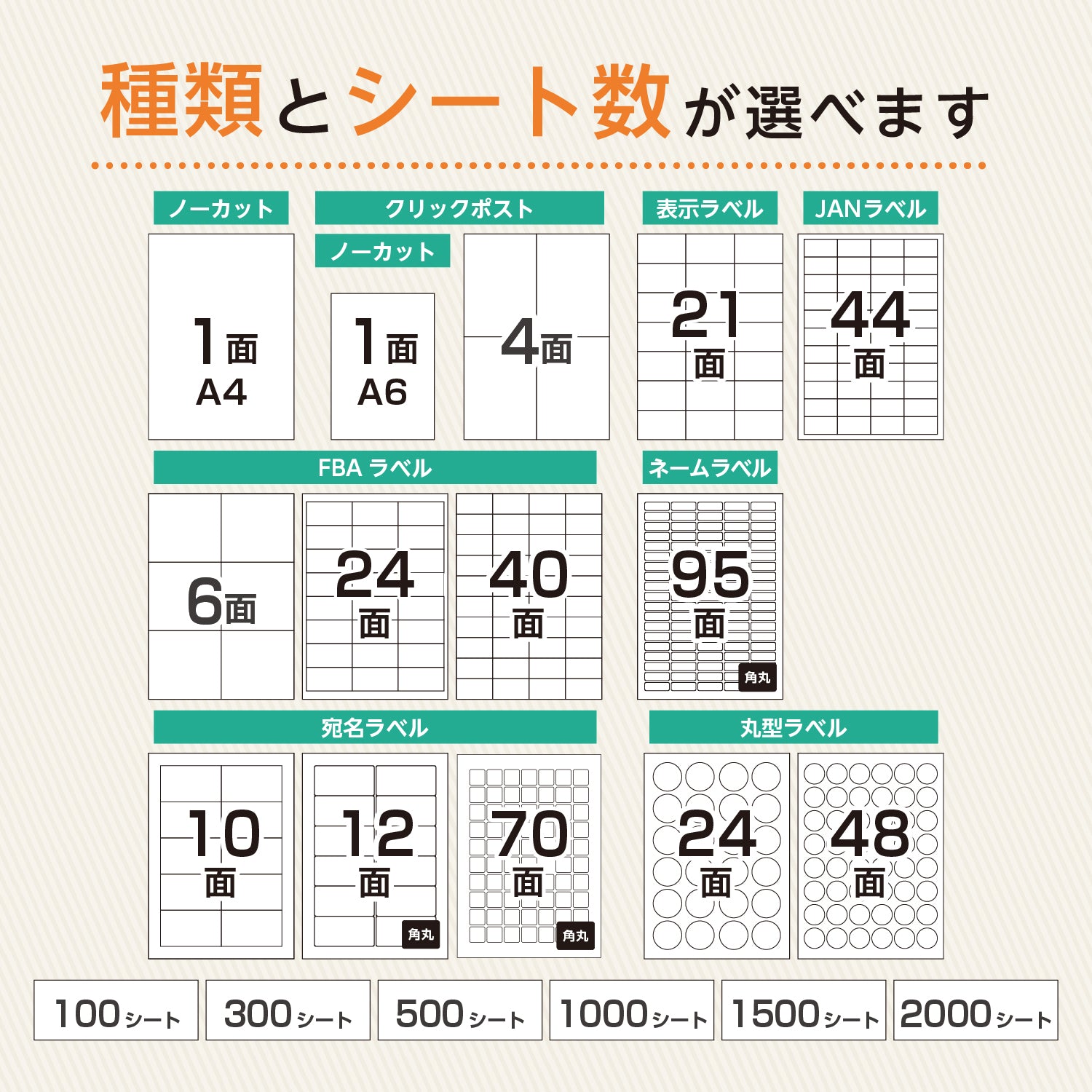 ラベルシール 強粘着 A4 / A6サイズ