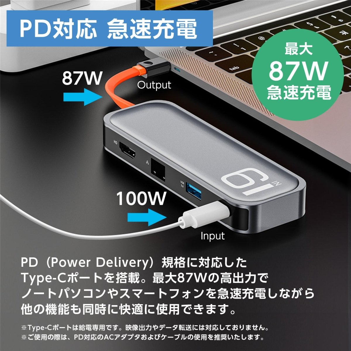 USBハブ 6in1 Type - C USB - A3.0 有線LAN(RJ45) 対応