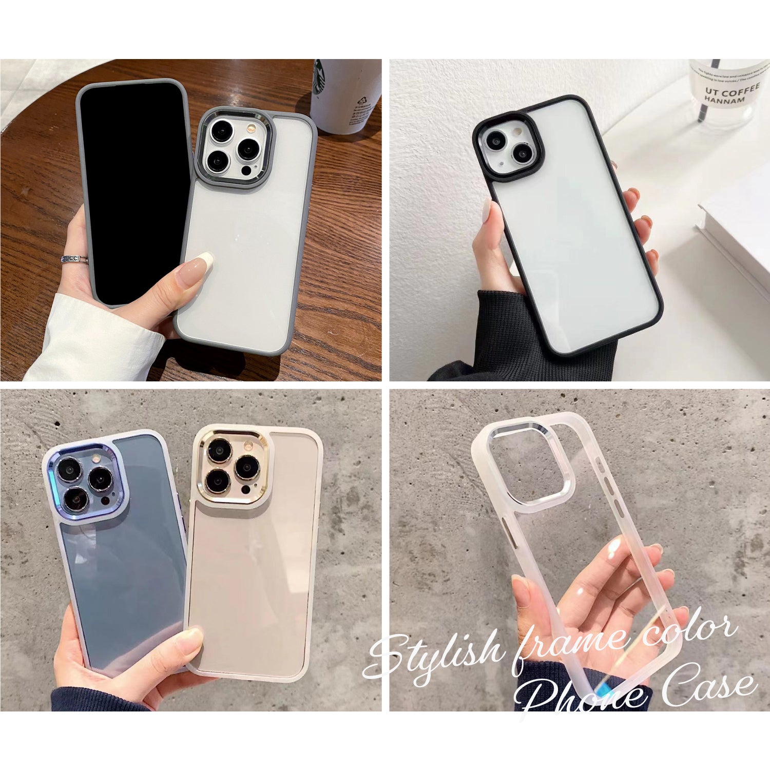 iPhoneケース カラーフレームクリアケース 無地