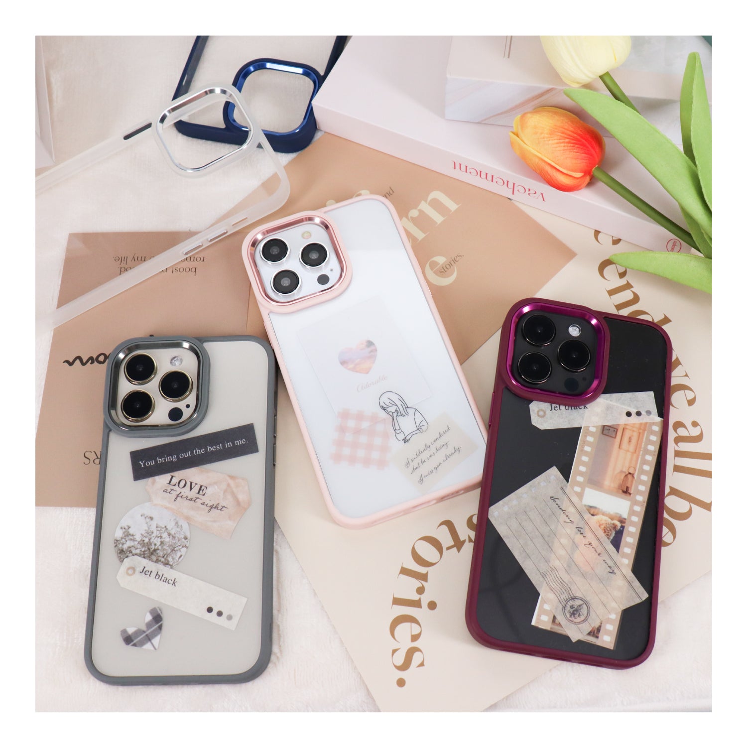 iPhoneケース カラーフレームクリアケース 無地