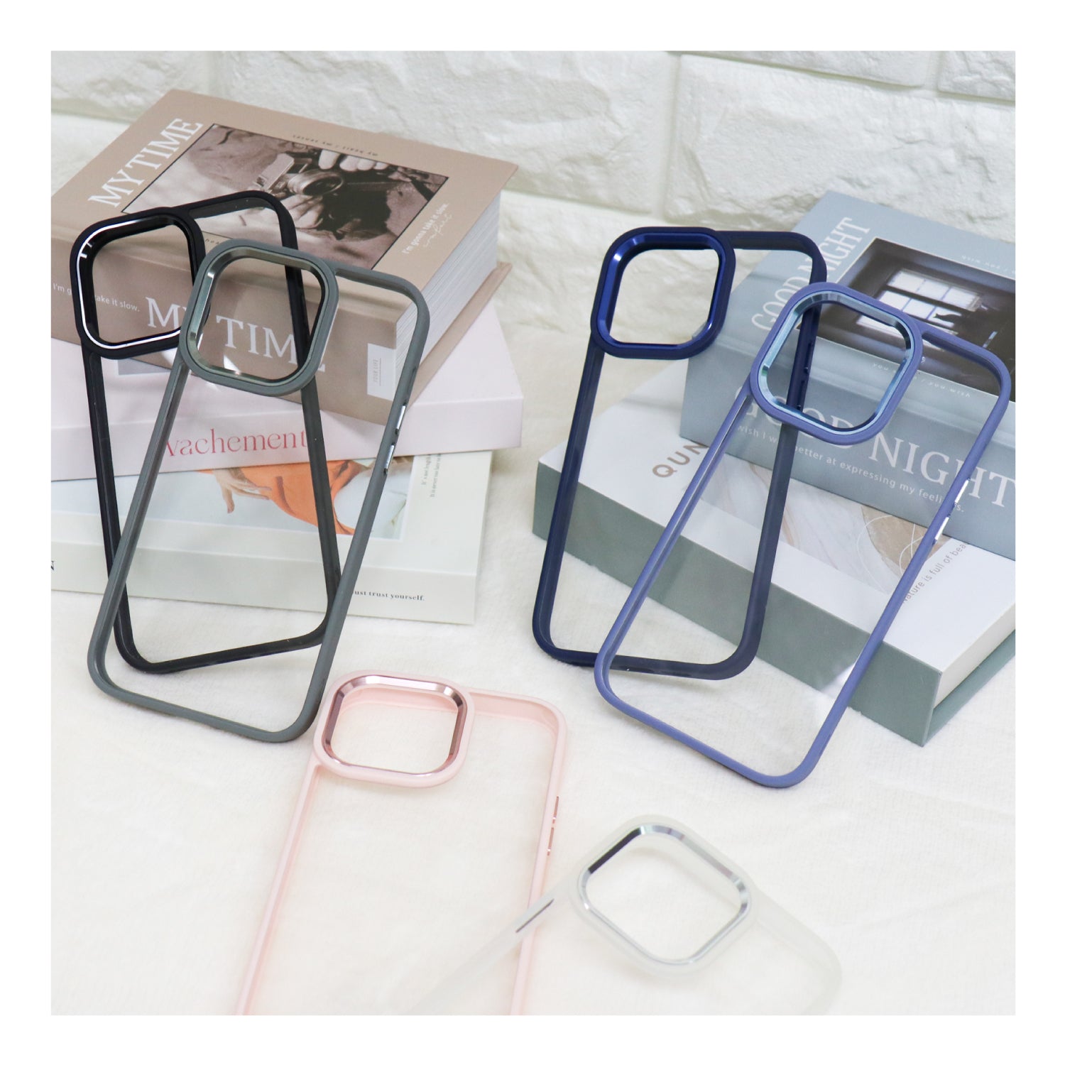 iPhoneケース カラーフレームクリアケース 無地