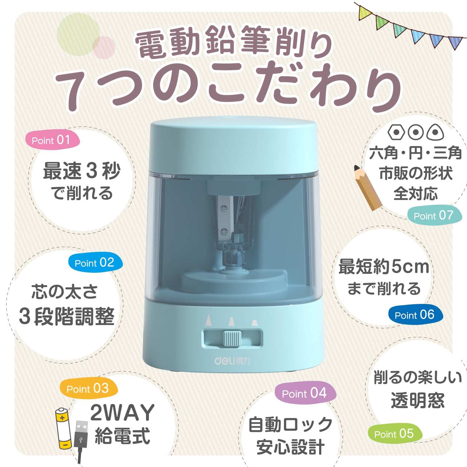 deli 電動鉛筆削り