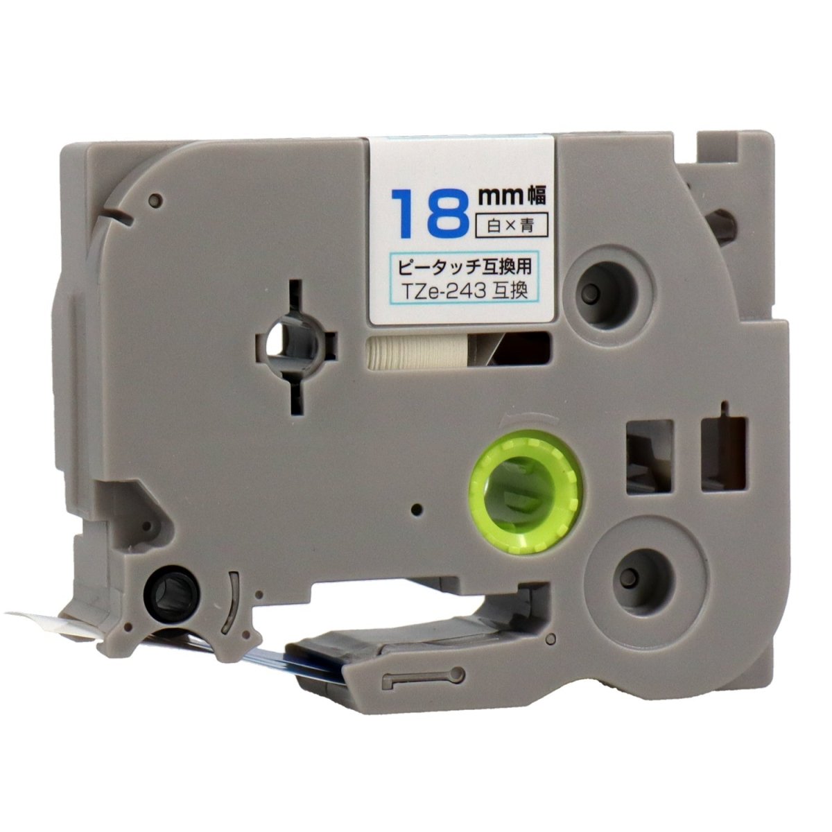 ブラザー用 TZe-243 ピータッチ用互換テープカートリッジ 白×青文字 18mm