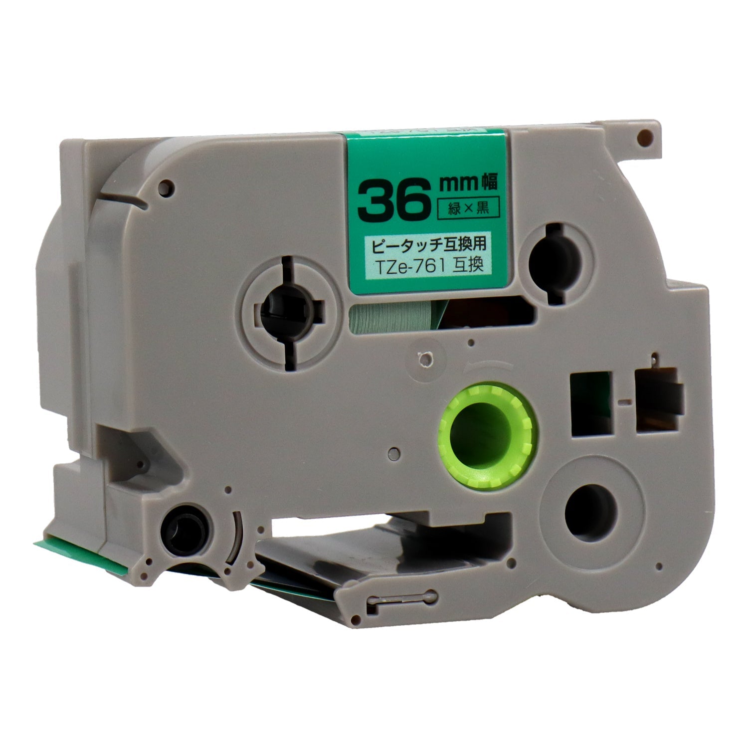 ブラザー ピータッチ用互換テープカートリッジ 緑×黒文字 36mm