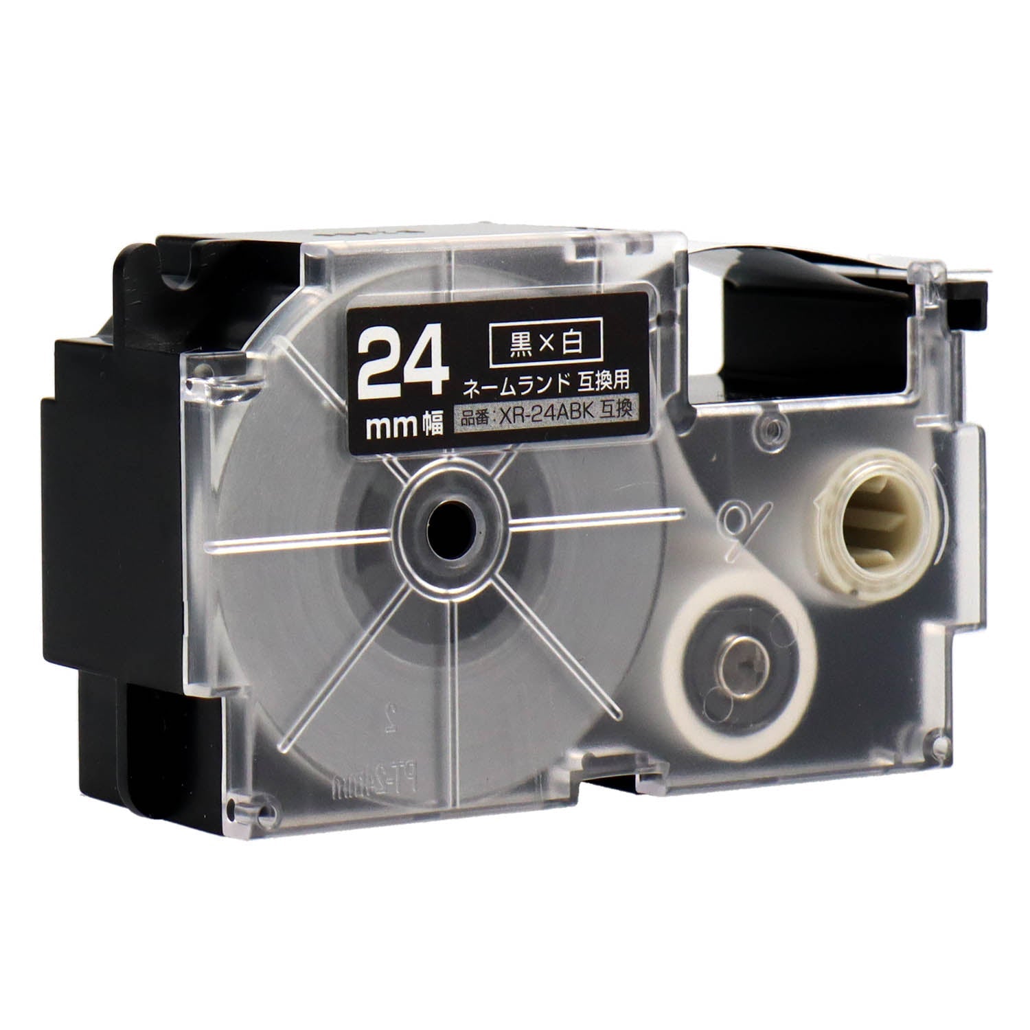 ネームランド用互換テープカートリッジ 黒×白文字 24mm
