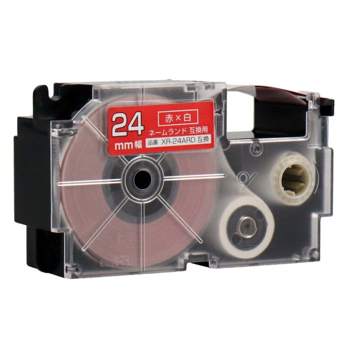 ネームランド用互換テープカートリッジ 赤×白文字 24mm