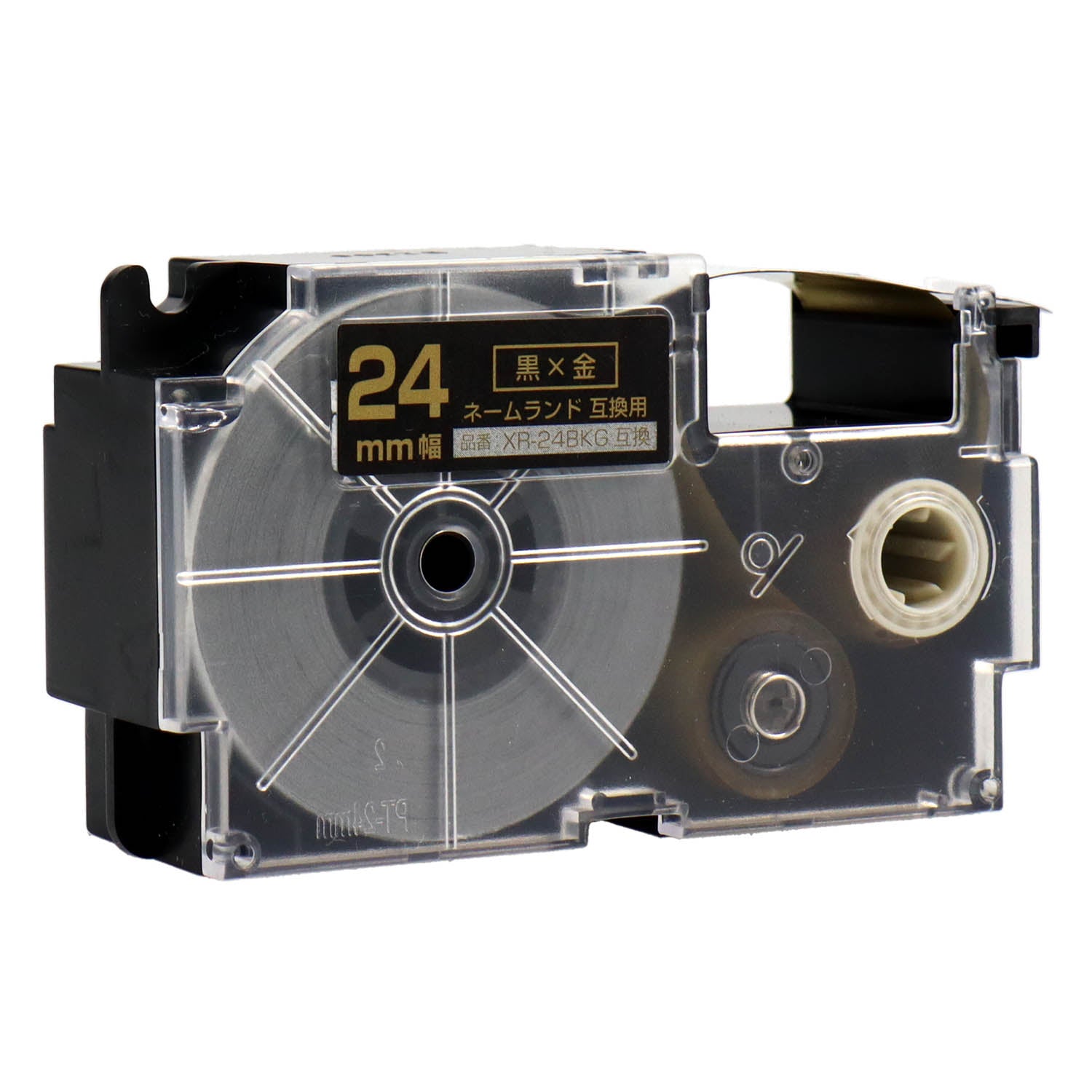 ネームランド用互換テープカートリッジ 黒×金文字 24mm