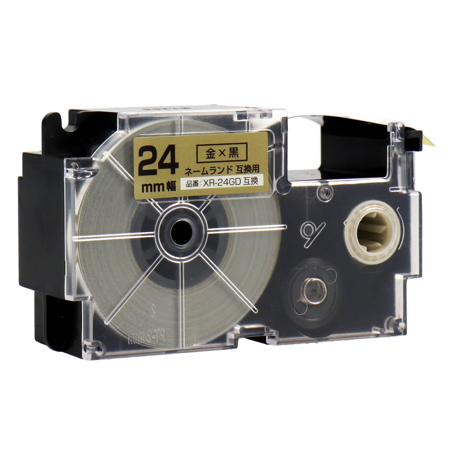 ネームランド用互換テープカートリッジ 金×黒文字 24mm
