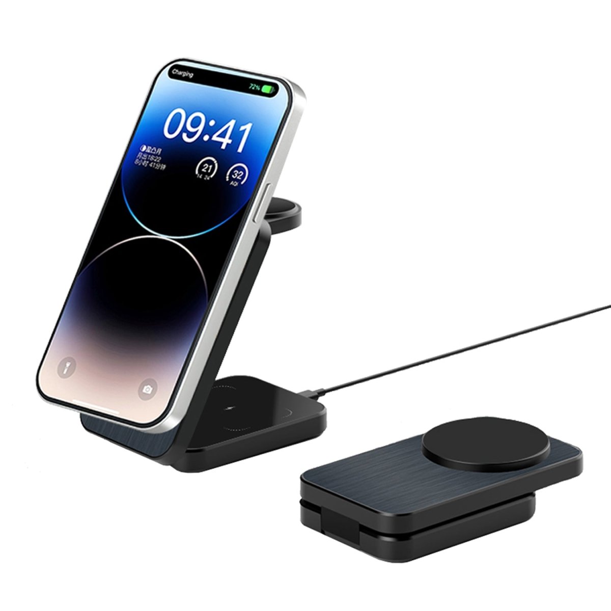 3in1 二つ折り型ワイヤレス充電器 角度調整可能