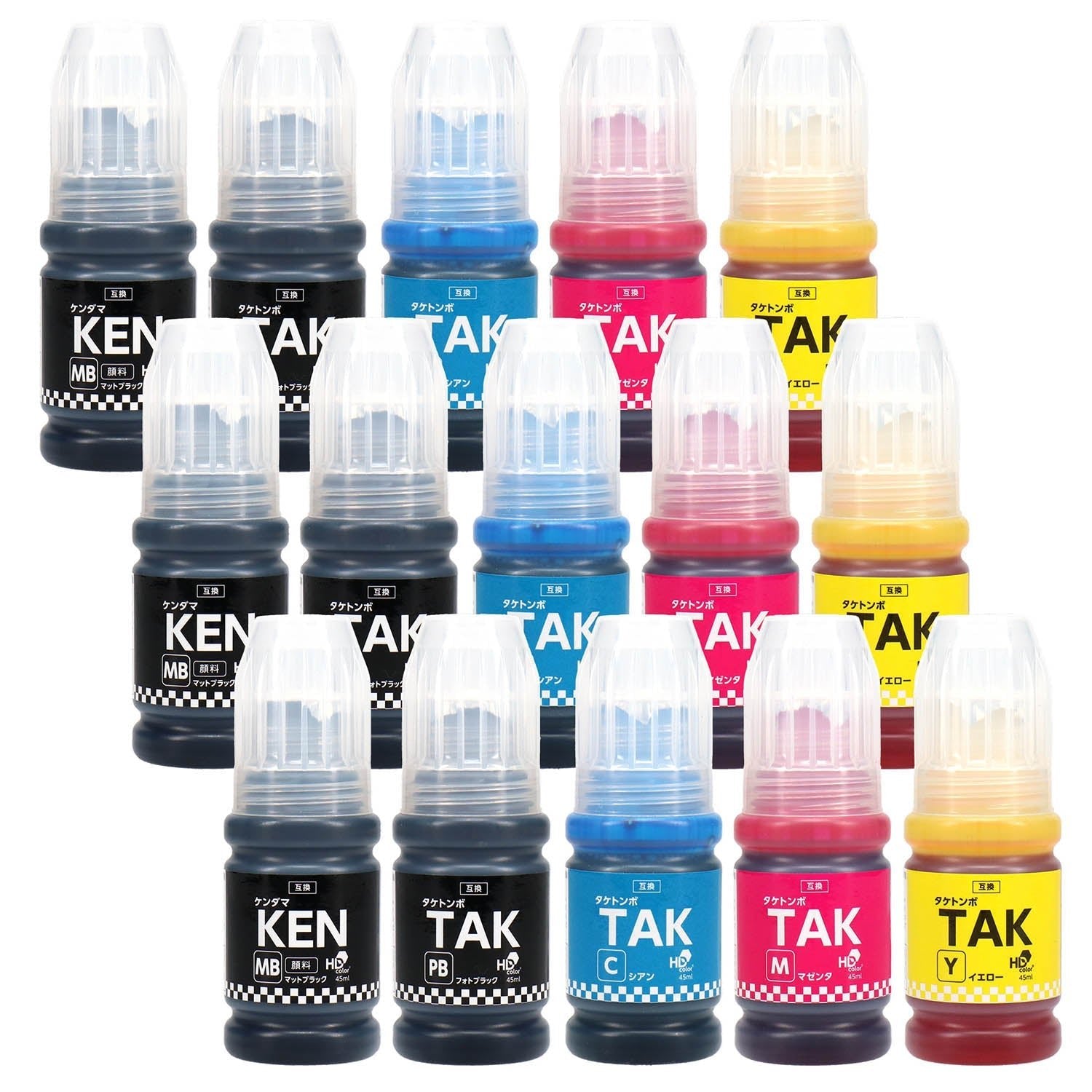 エプソン用 KETA-5CL (ケンダマ・タケトンボ) 互換インクボトル 5色セット