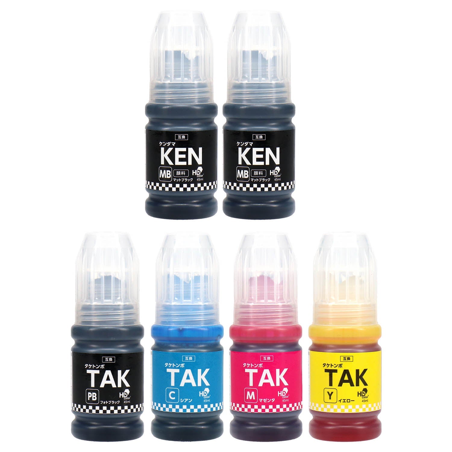 エプソン用 KETA-5CL (ケンダマ・タケトンボ) 互換インクボトル 5色+顔料黒1