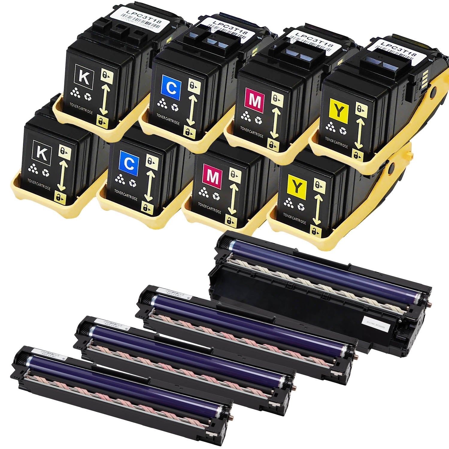 エプソン用 LPC3T18 感光体ユニット トナー4色+LPC3K17 国内再生 感光体ユニット4色