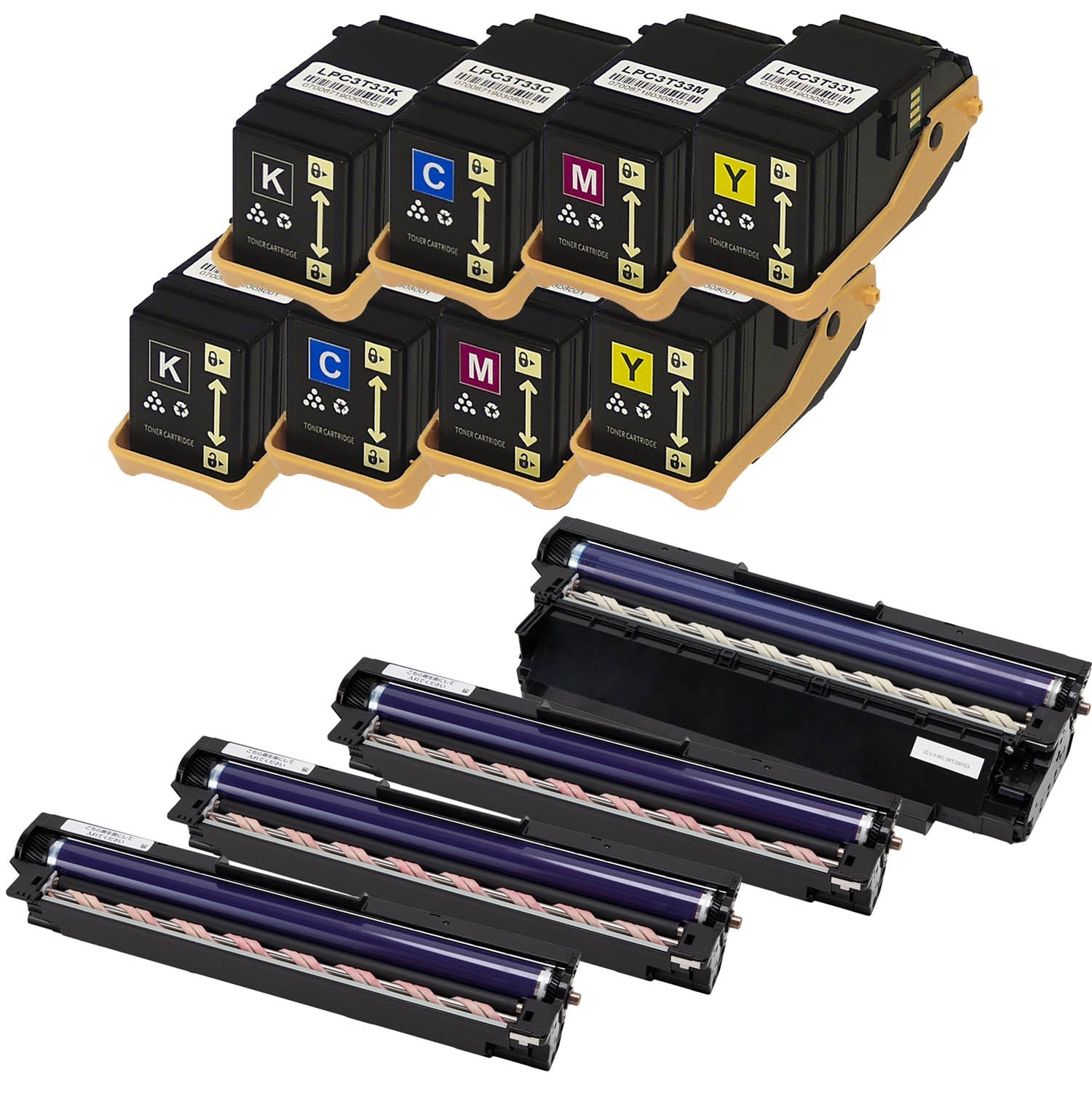 エプソン用 LPC3T33 互換トナー 4色セット+LPC3K17 国内再生 感光体ユニット 4色