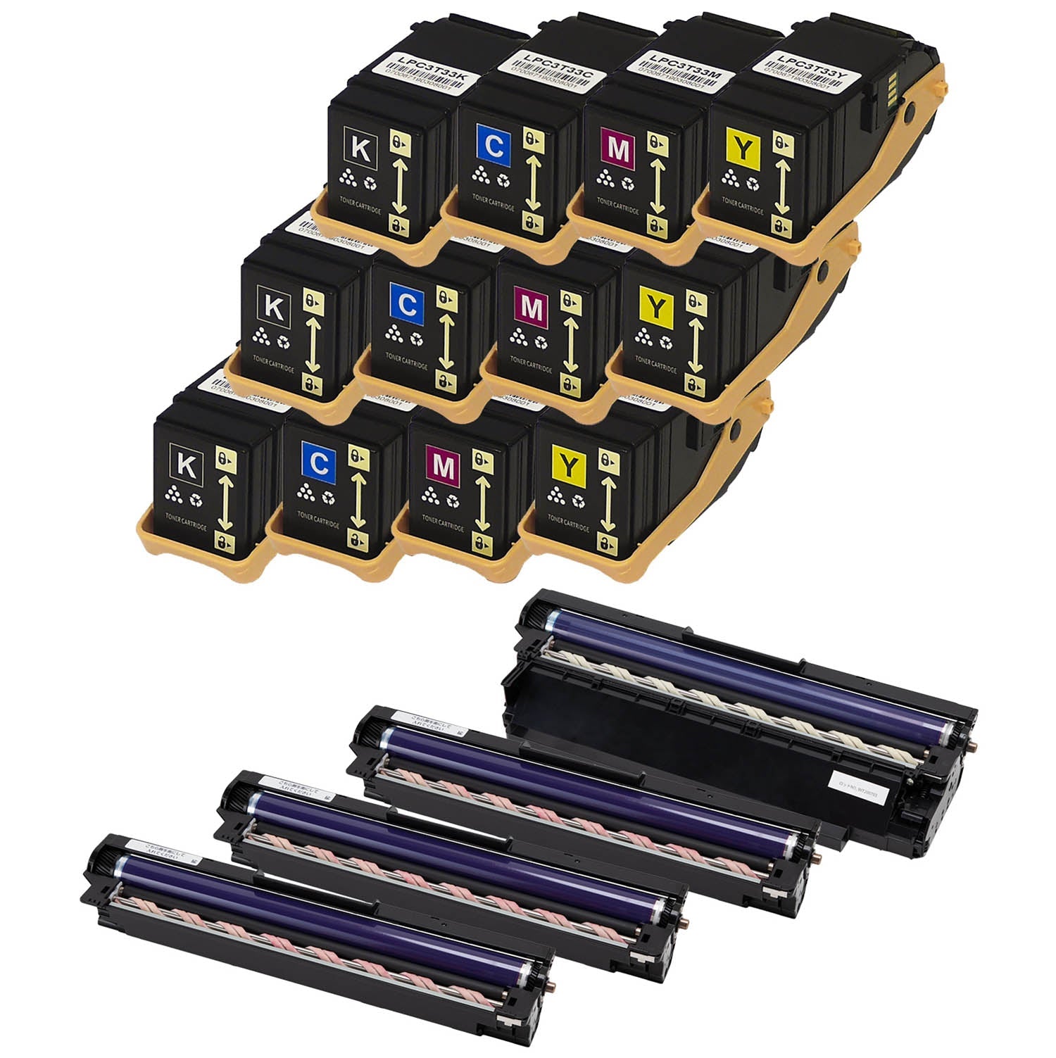 エプソン用 LPC3T33 互換トナー 4色セット+LPC3K17 国内再生 感光体ユニット 4色