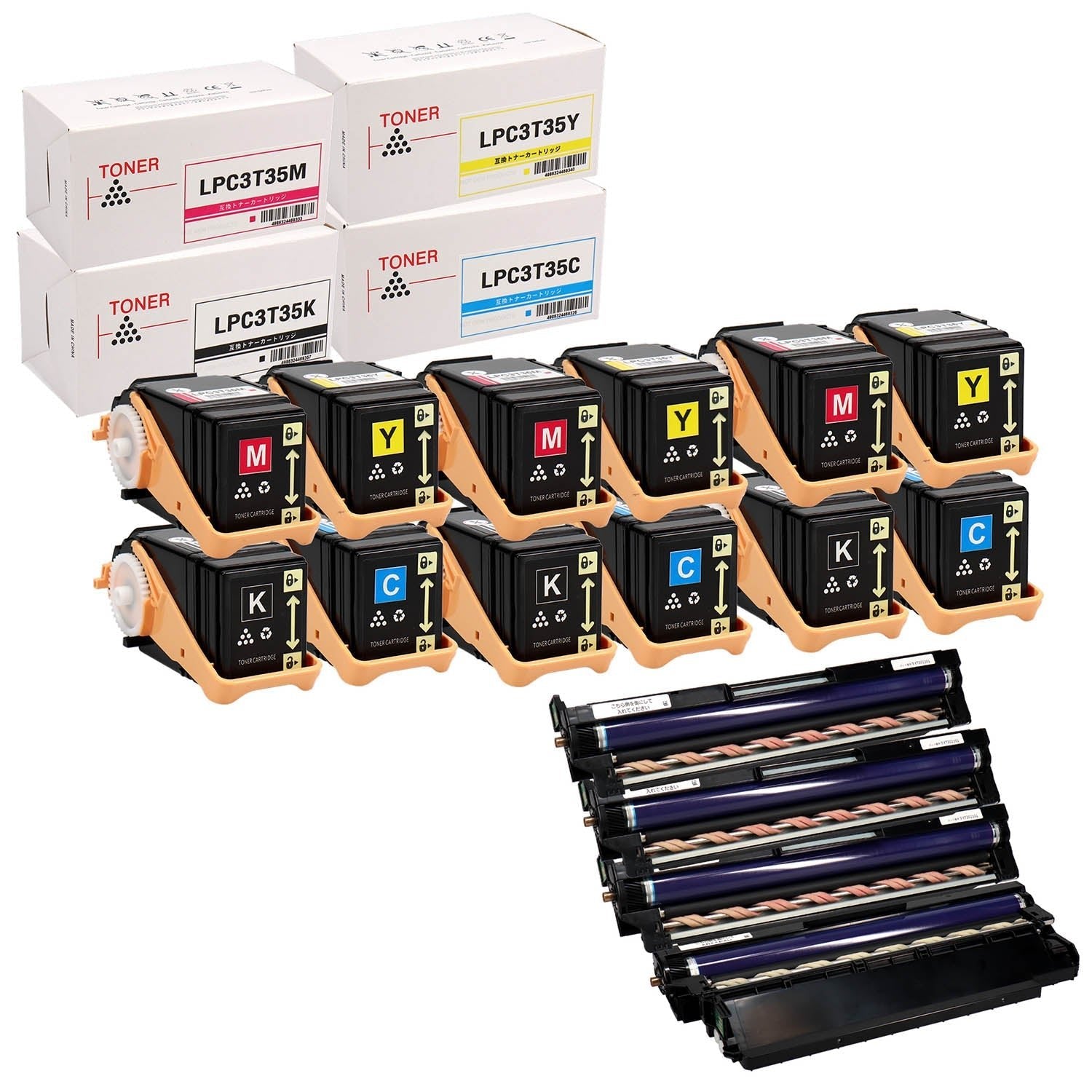 エプソン用 LPC3T35 互換トナー 4色セット+LPC3K17 国内再生 感光体ユニット 4色