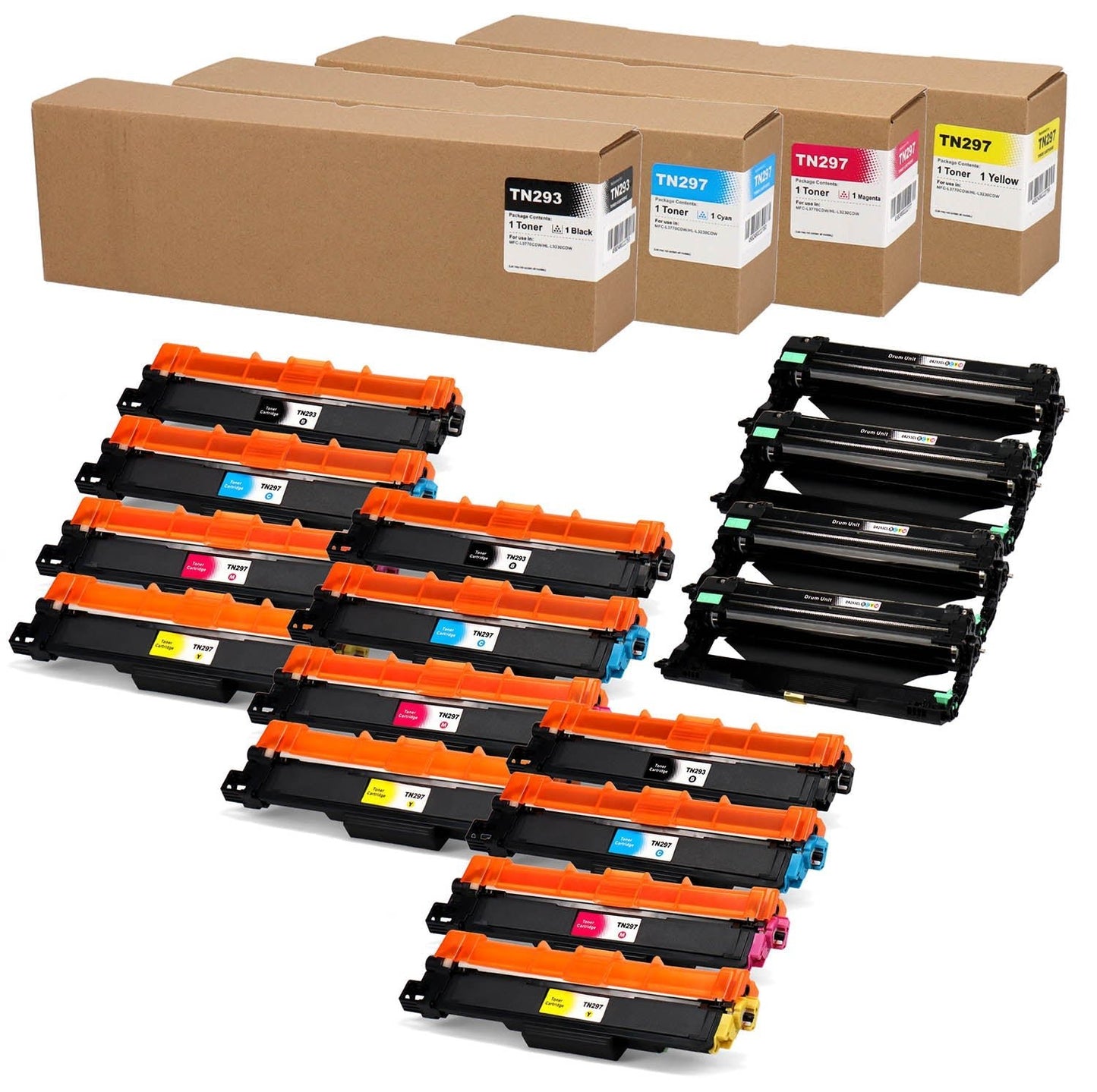 ブラザー用 TN-293/297 互換トナー4色+DR-293CL 互換ドラム4色