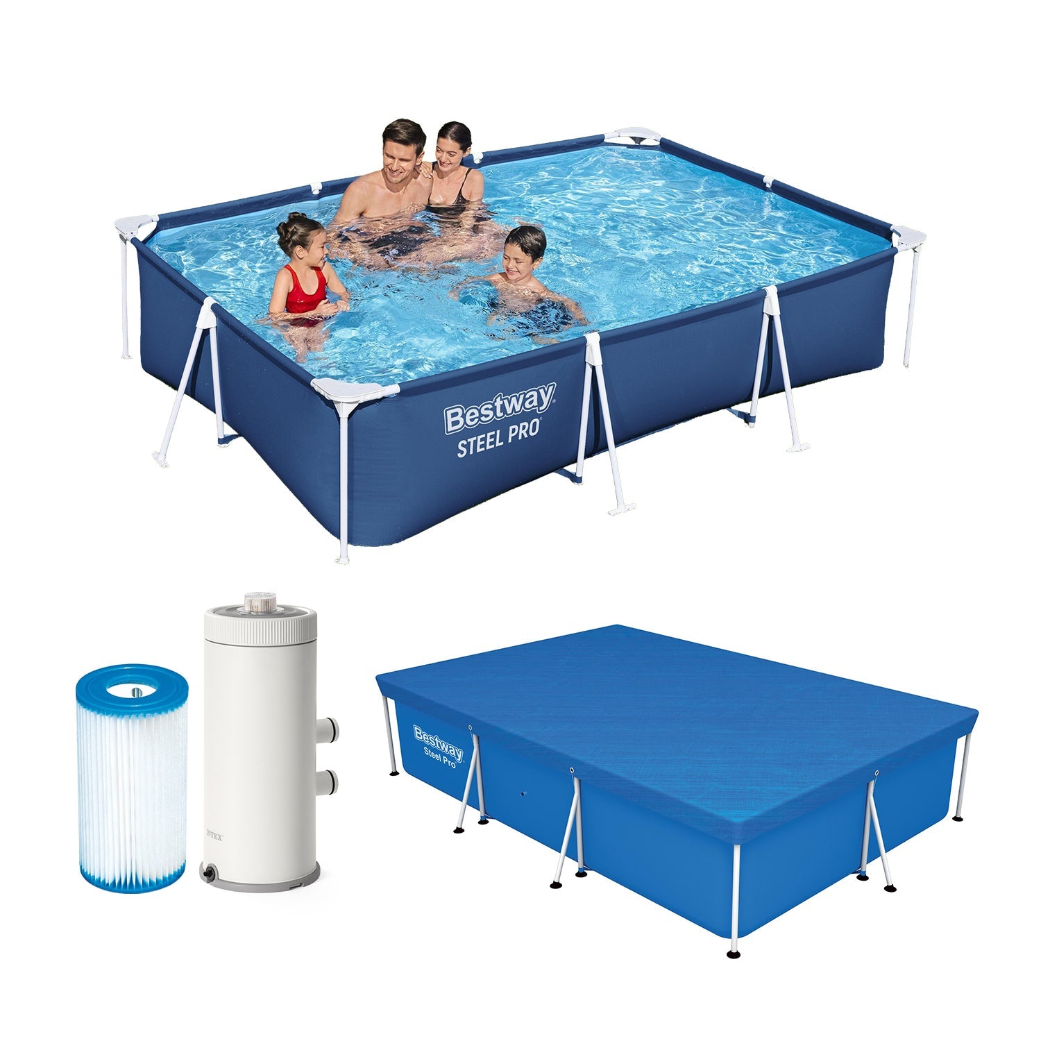 Bestway フレームプール 3.0m+カバー3.0m 58106+フィルターポンプ