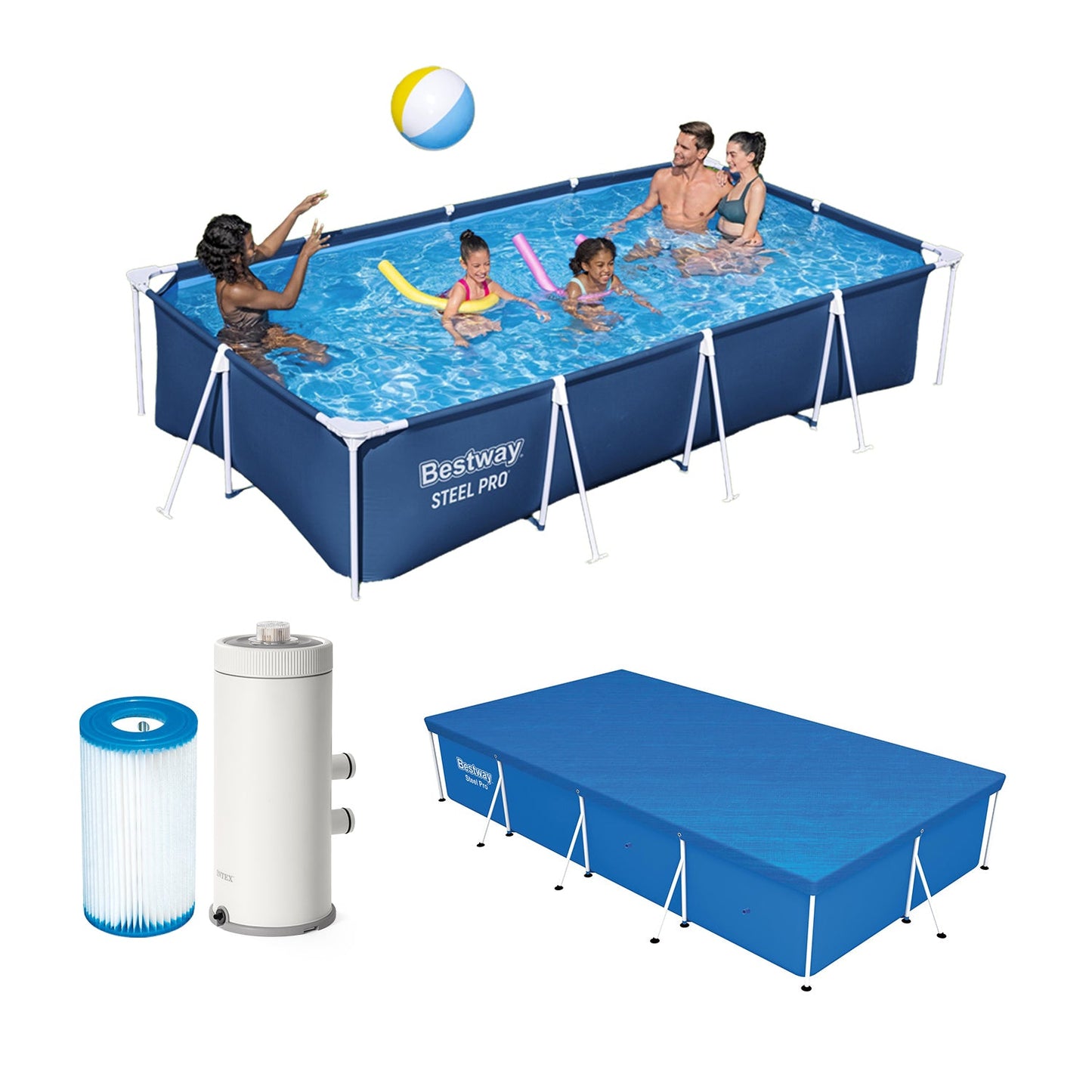 Bestway フレームプール 4.0m+カバー4.0m 58107+フィルターポンプ