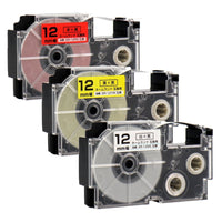 CASIO用 ネームランド用互換テープカートリッジ 12mm幅から好きな色を3個選べるセット