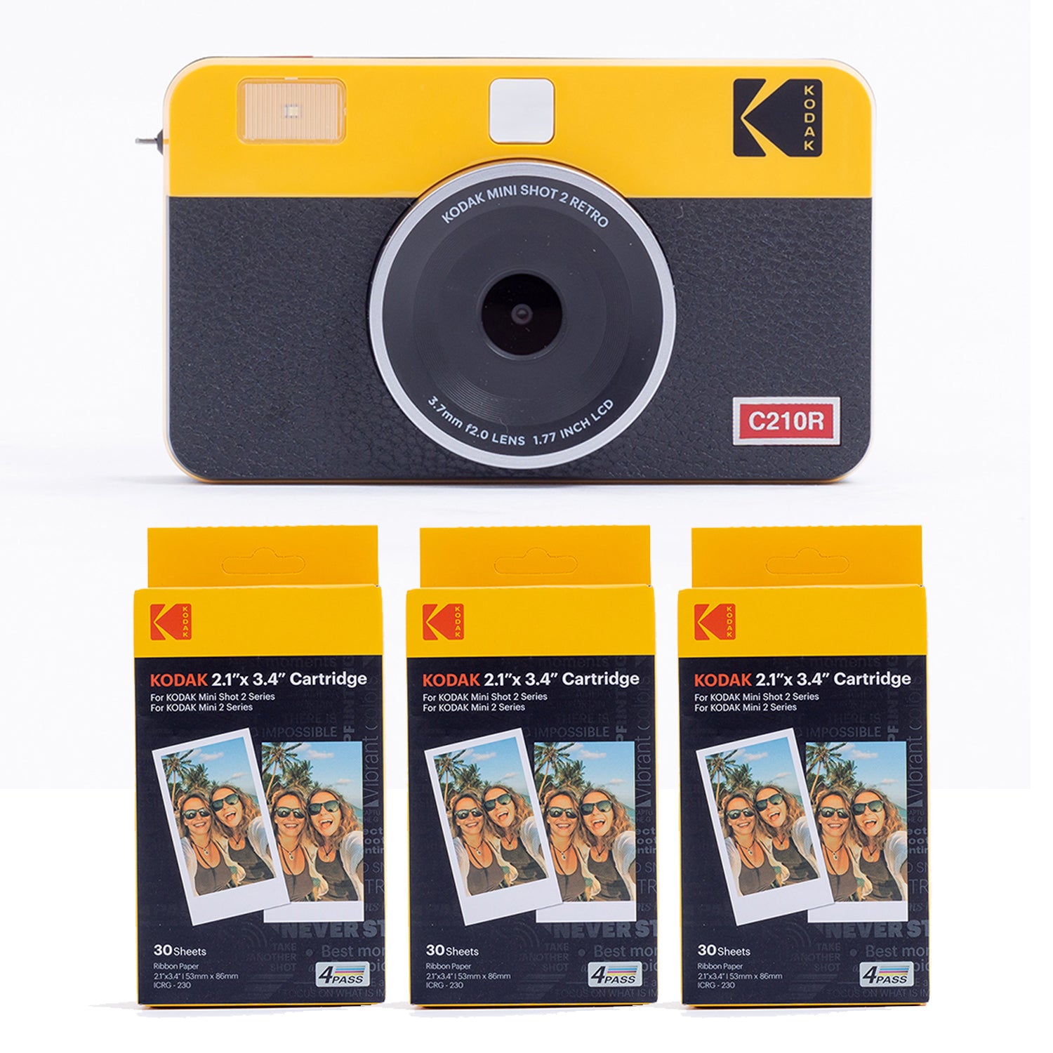 Kodak Mini Shot 2 RETRO インスタントカメラ イエロー ＋専用インク