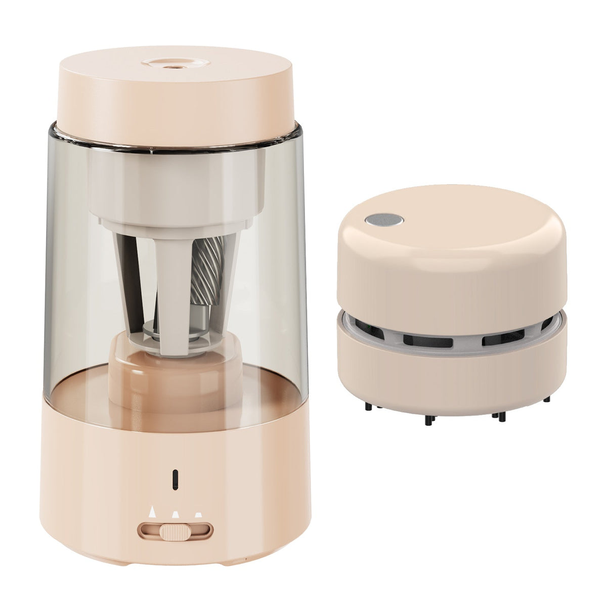 電動鉛筆削り ピンクベージュ 卓上クリーナー付き QFP01