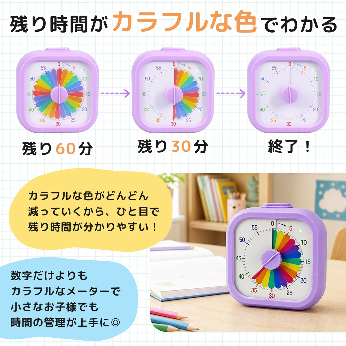 学習タイマー ラウンド型 ブルー ギフト対応（ブルー） LT02
