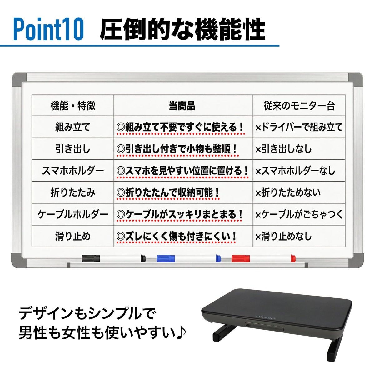 モニタースタンド 多機能 組立不要 HP0923002 ブラック