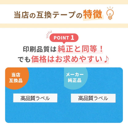 ブラザー用 ピータッチ用互換テープカートリッジ 9mm幅から好きな色を5個選べるセット
