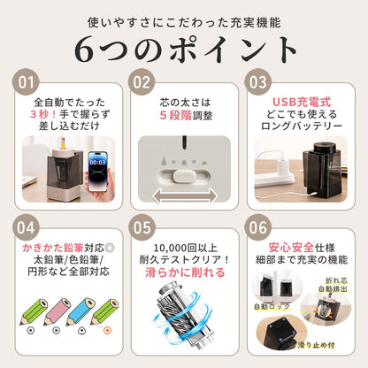 電動鉛筆削り ブラック 卓上クリーナー付き ギフト対応（ブルー） QFP12