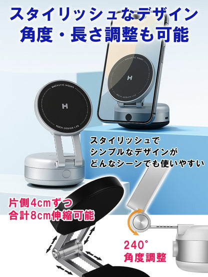 車用スマホホルダー 電動 真空式吸着 マグネット式