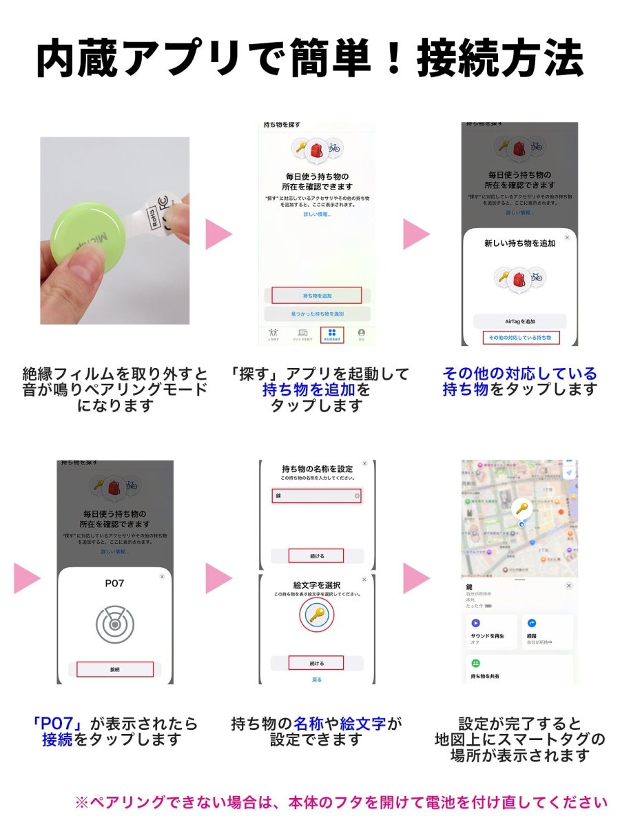 スマートタグ 紛失防止タグ ストラップ付き P07