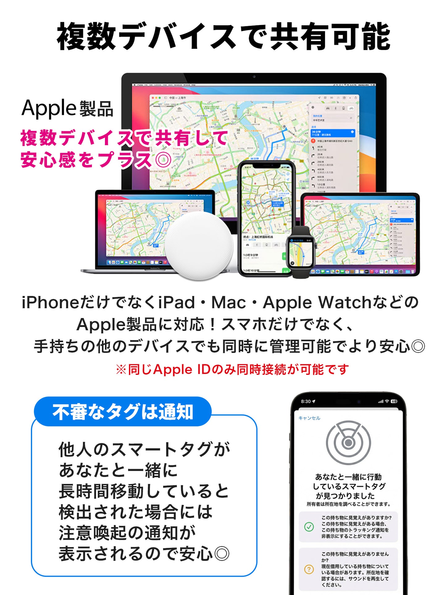 スマートタグ 紛失防止タグ ケース付き P09