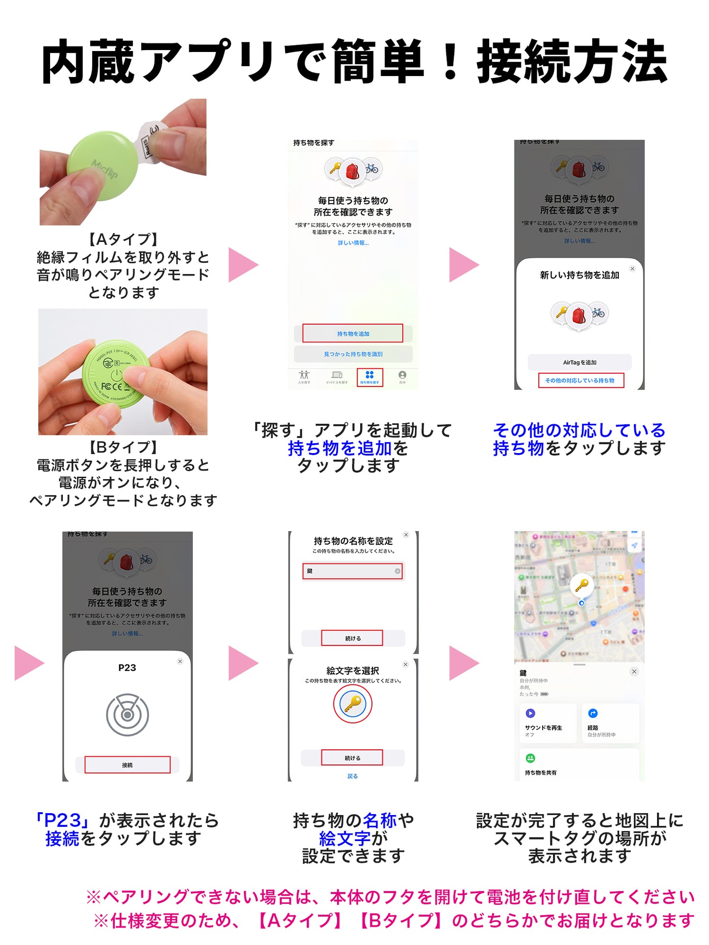 スマートタグ 紛失防止タグ スマートタグケース付き　P23
