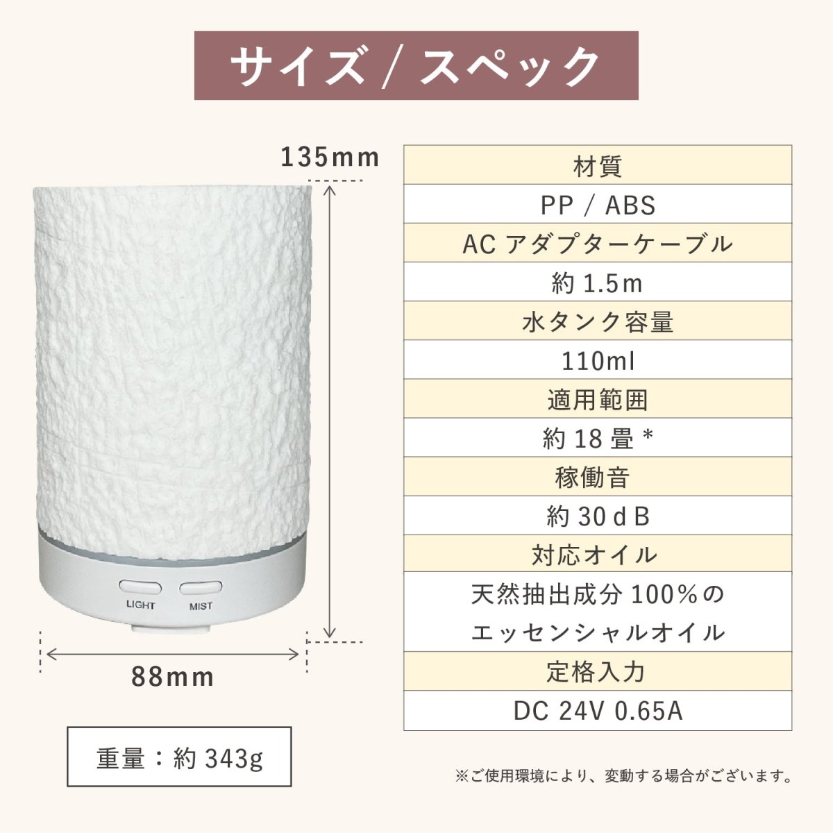超音波式 アロマディフューザー
