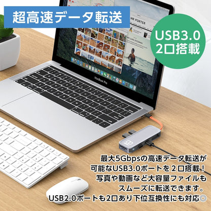 USBハブ 8in1 Type - C HDMI USB - A3.0 SDカード TFカード（microSDカード）対応