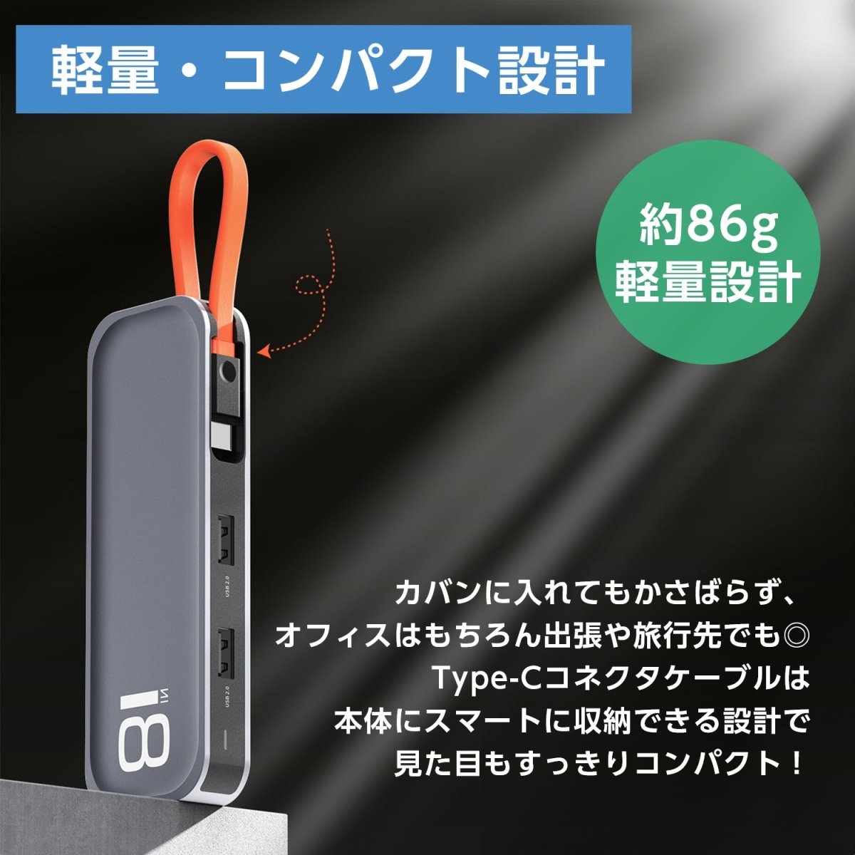 USBハブ 8in1 Type - C HDMI USB - A3.0 SDカード TFカード（microSDカード）対応