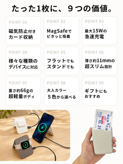 カードケース型ワイヤレス充電器 ZZ-CD02 グレージュ