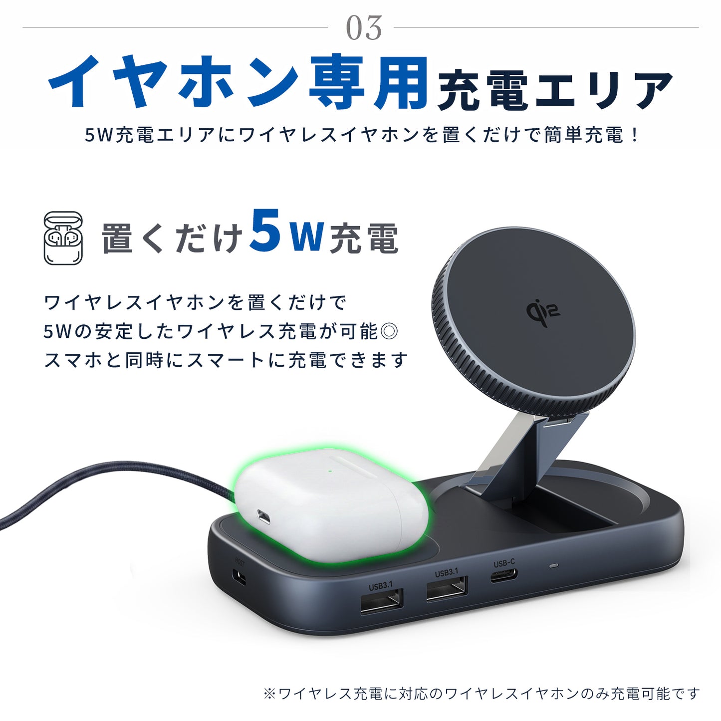 スマート 8-in-1 USBハブ ワイヤレスチャージャー ZZ-PU0901-GRY