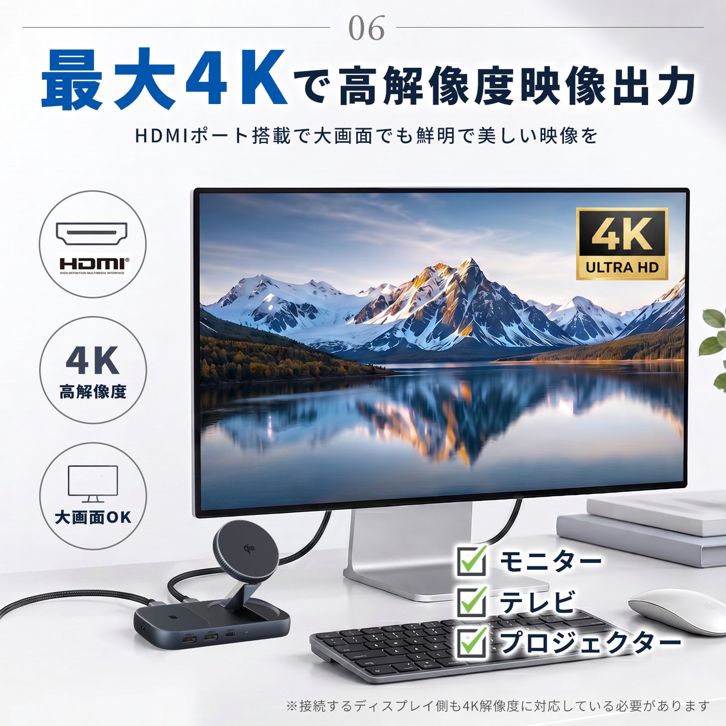 スマート 8-in-1 USBハブ ワイヤレスチャージャー ZZ-PU0901-GRY