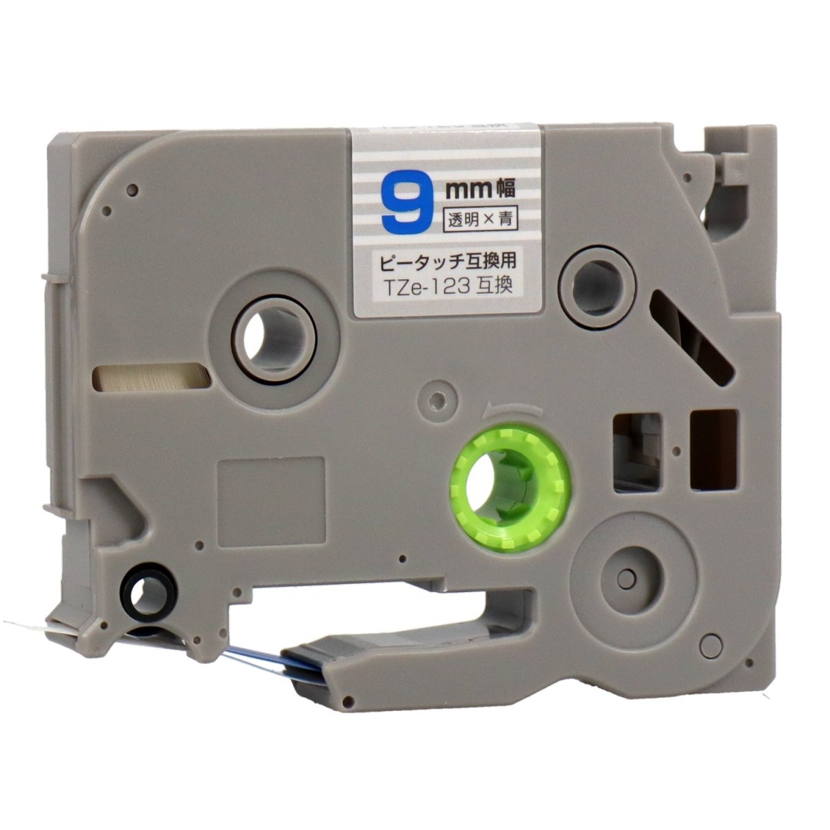ブラザー ピータッチ用互換テープカートリッジ 透明×青文字 9mm