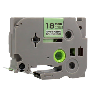 ブラザー用  ピータッチ用互換テープカートリッジ ミントグリーン×グレー文字 18mm