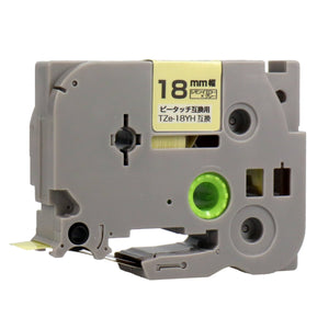 ブラザー用  ピータッチ用互換テープカートリッジ レモンイエロー×グレー文字 18mm