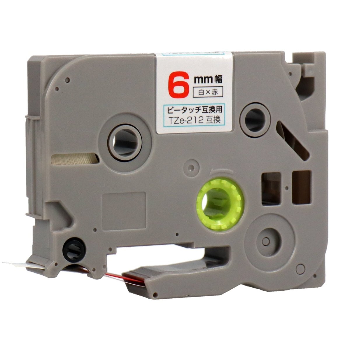 ブラザー ピータッチ用互換テープカートリッジ 白×赤文字 6mm