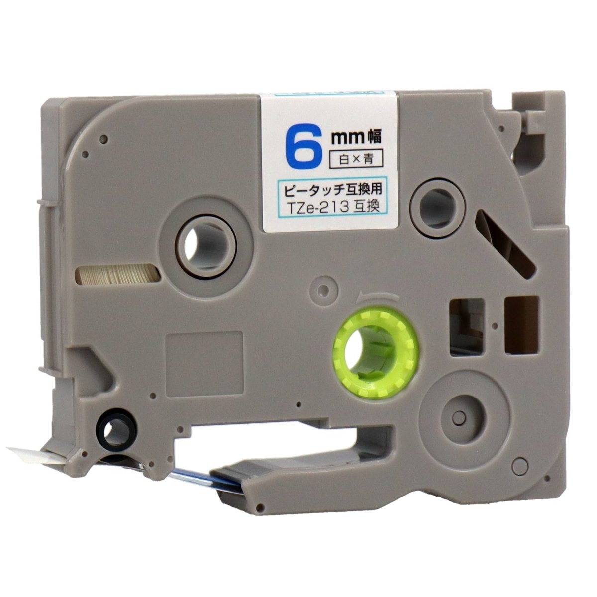 ブラザー ピータッチ用互換テープカートリッジ 白×青文字 6mm