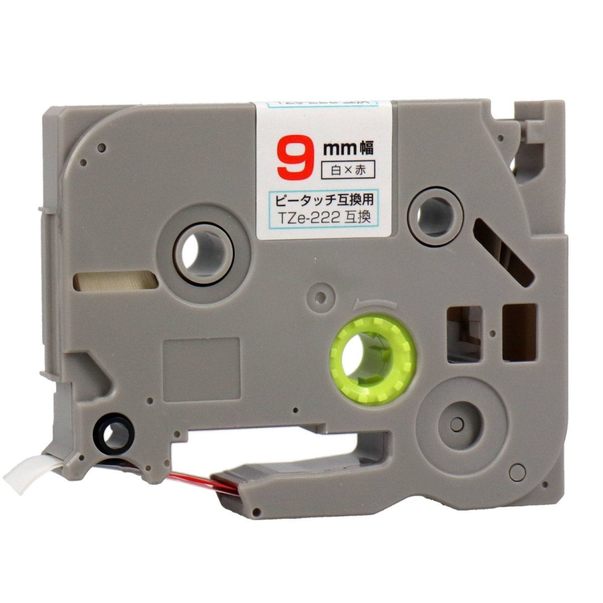 ブラザー TZe - 222 ピータッチ用互換テープカートリッジ 白×赤文字 9mm