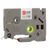 ブラザー TZe - 222 ピータッチ用互換テープカートリッジ 白×赤文字 9mm