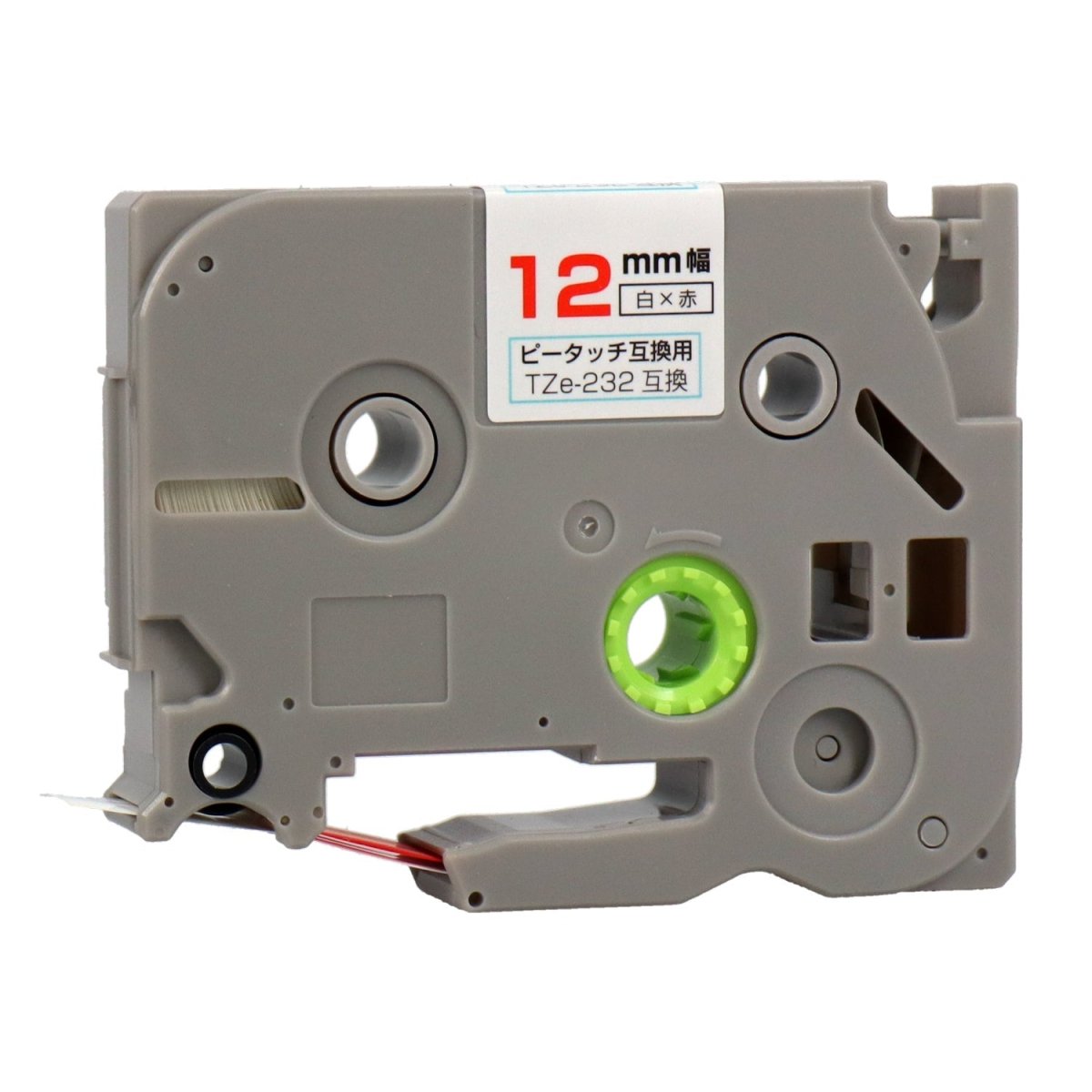 ブラザー TZe - 232 ピータッチ用互換テープカートリッジ 白×赤文字 12mm